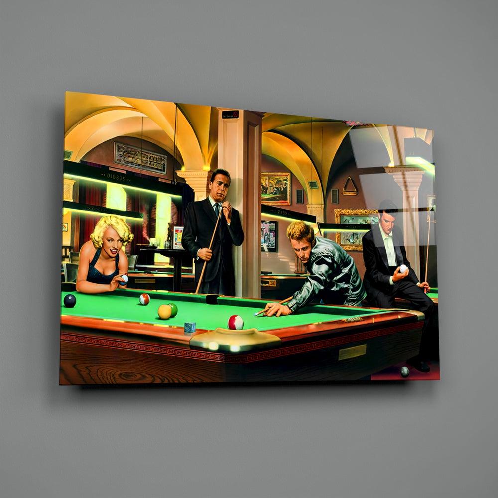 Retro tribute panel anchoring a creative loft wall