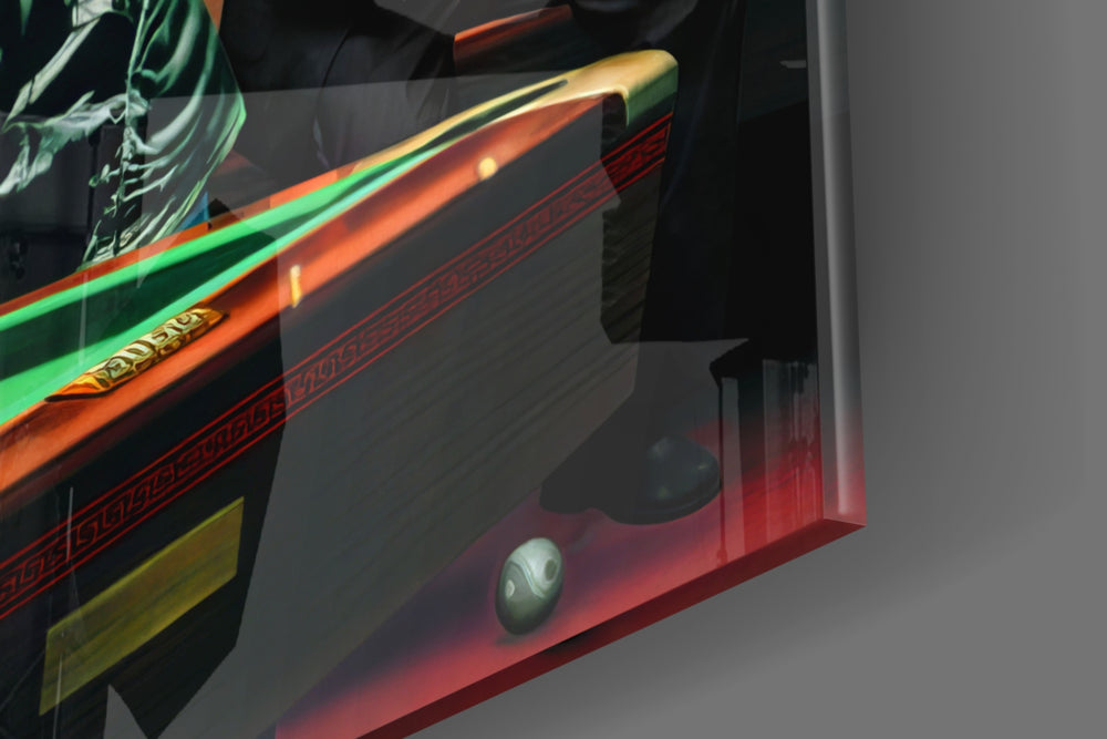 Cinematic artwork in a billiards lounge interior