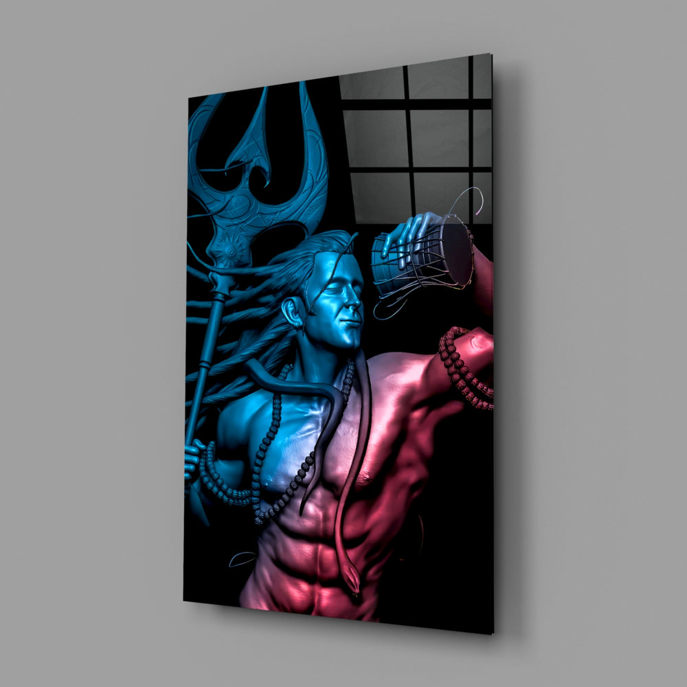 Sacred art panel anchoring a yoga studio wall