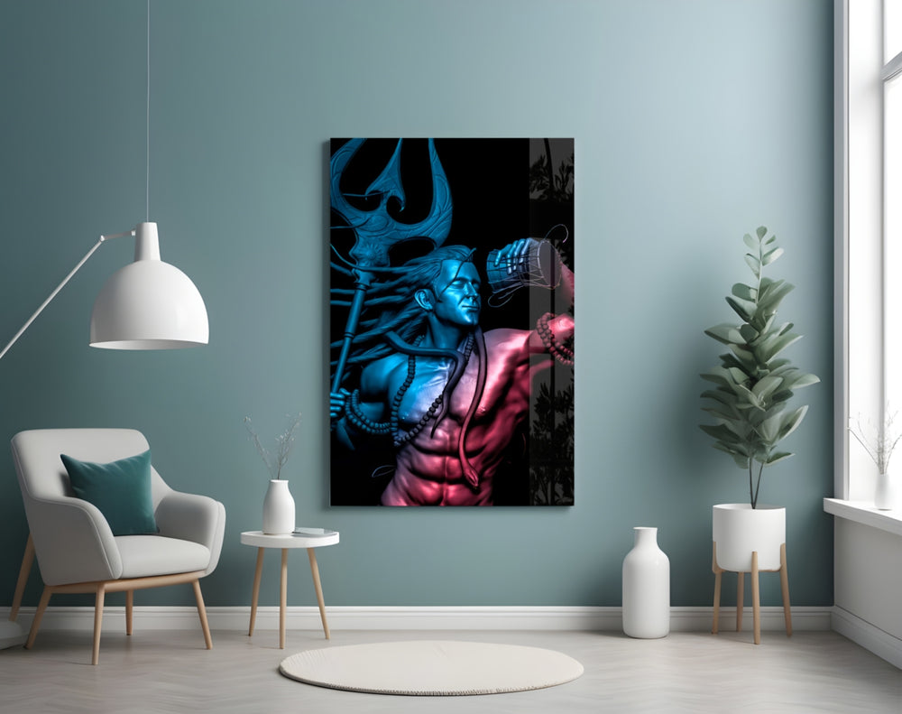 Har Har Mahadev artwork styled in a creative loft interior