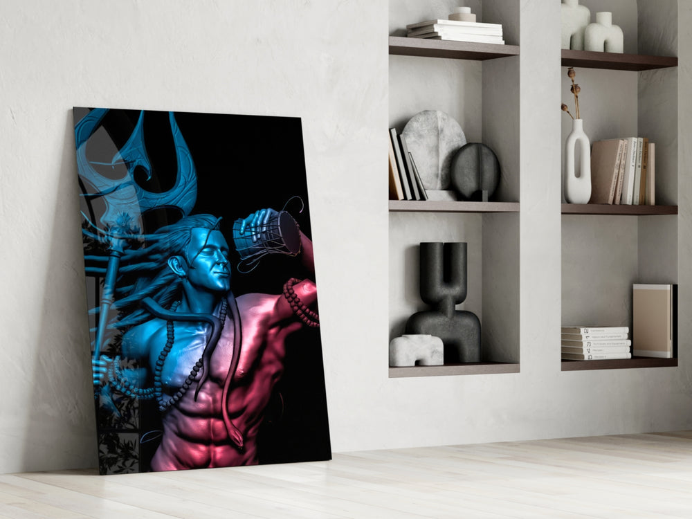 Sacred panel against a moody dark-painted accent wall