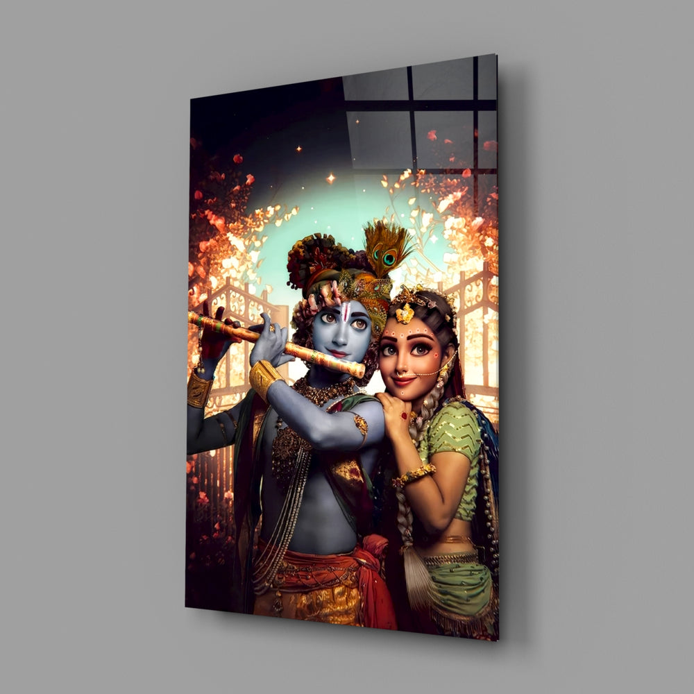 Sacred art panel anchoring a yoga studio wall