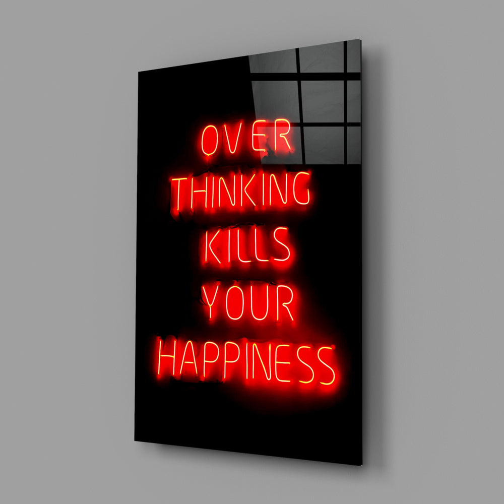 Neon mantra panel anchoring a study wall