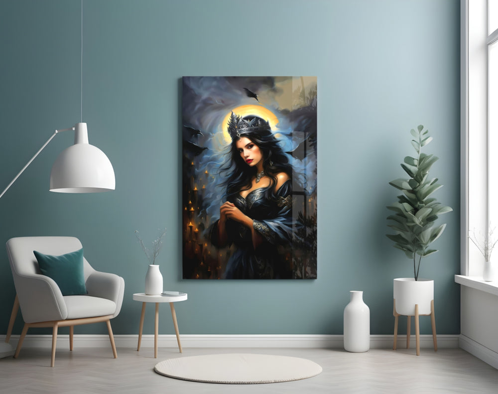 Dark Queen artwork styled in a designer office interior