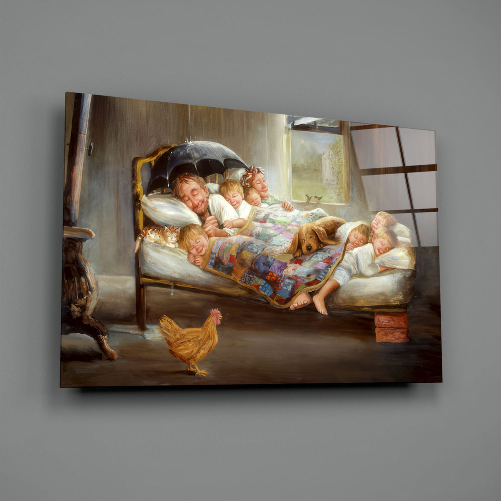 Folk painting panel anchoring a child's nursery wall