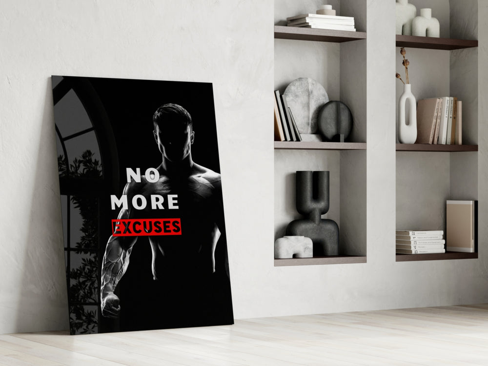 Motivational panel against a moody dark-painted accent wall