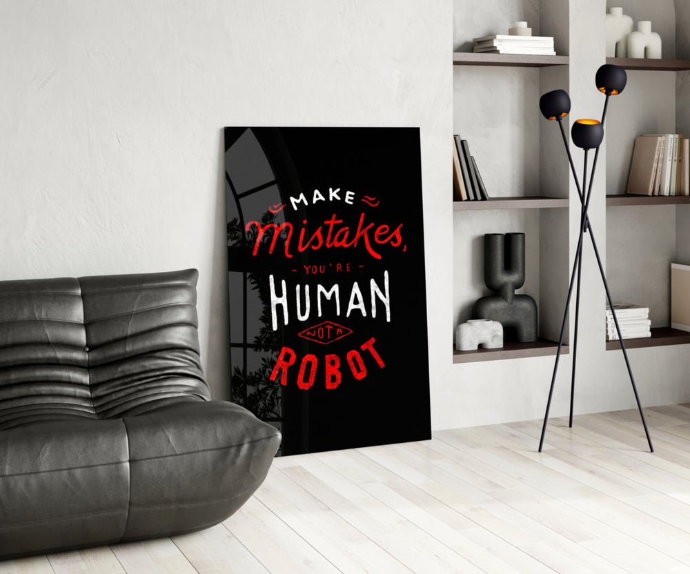 Motivational glass print bringing humanist edge to a study