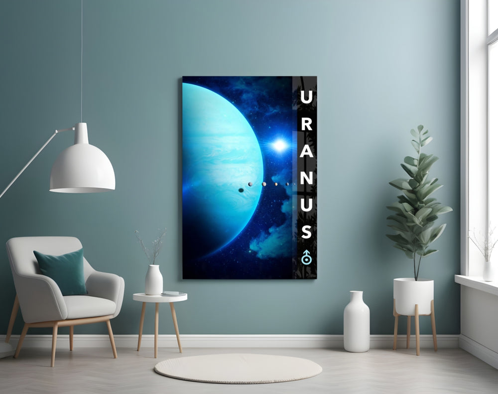 Uranus artwork styled in a study interior