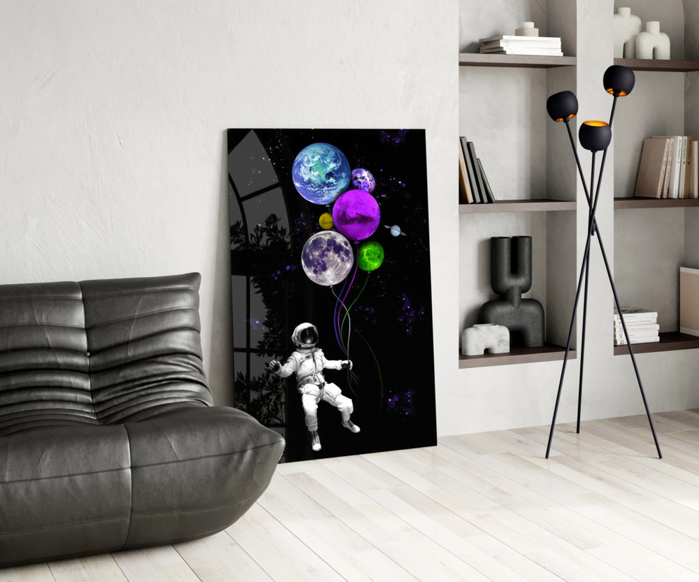 Sci-fi glass print bringing dreamer edge to a designer office