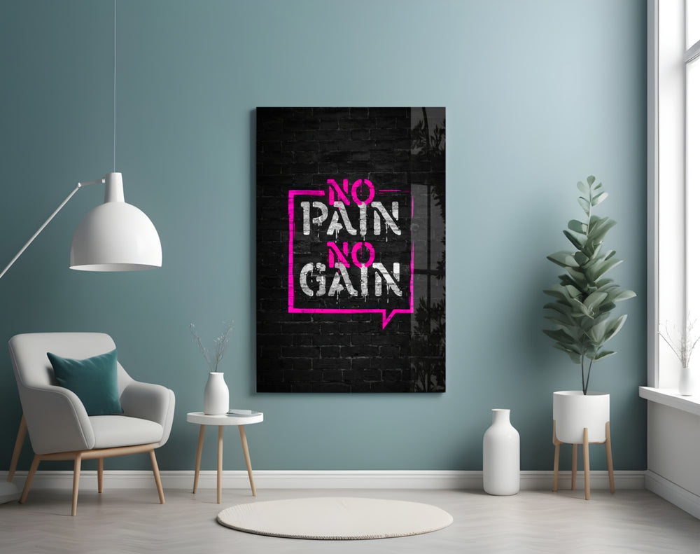 No Pain No Gain artwork styled in a teen's bedroom interior