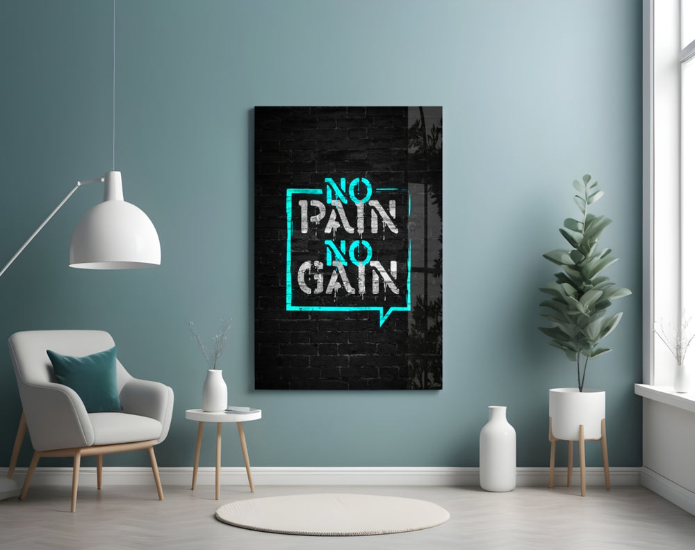 No Pain No Gain artwork styled in a teen's bedroom interior