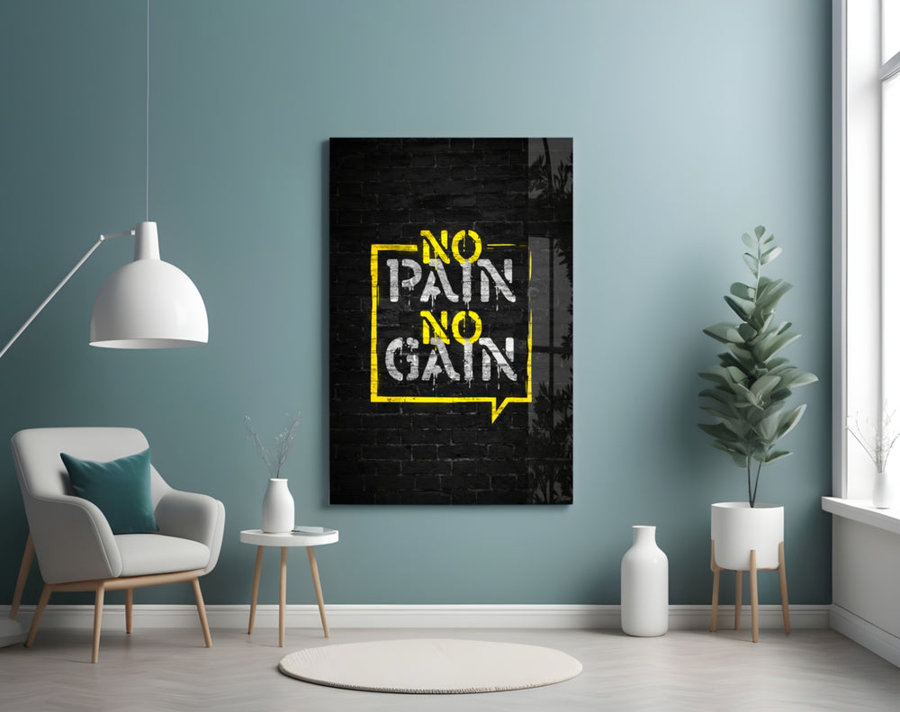 No Pain No Gain artwork styled in a teen's bedroom interior