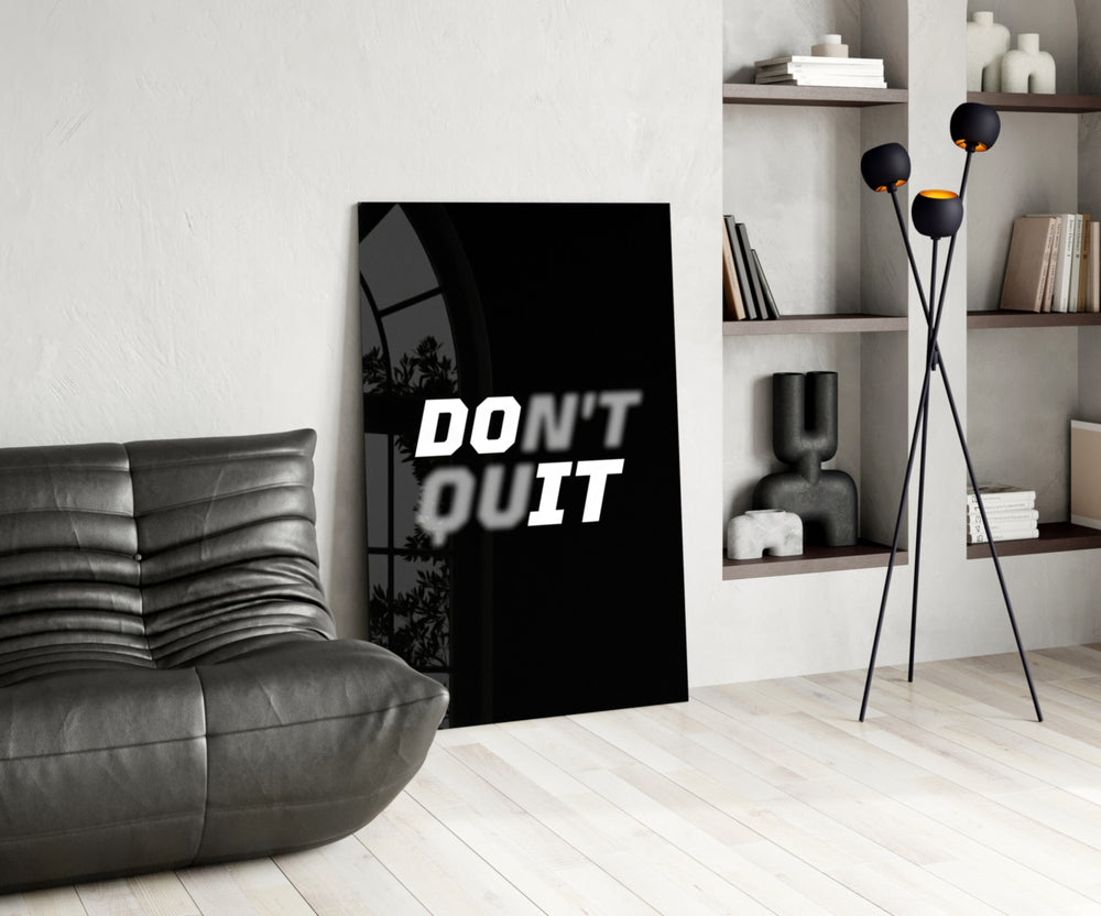 Motivational glass print bringing typography edge to a home gym