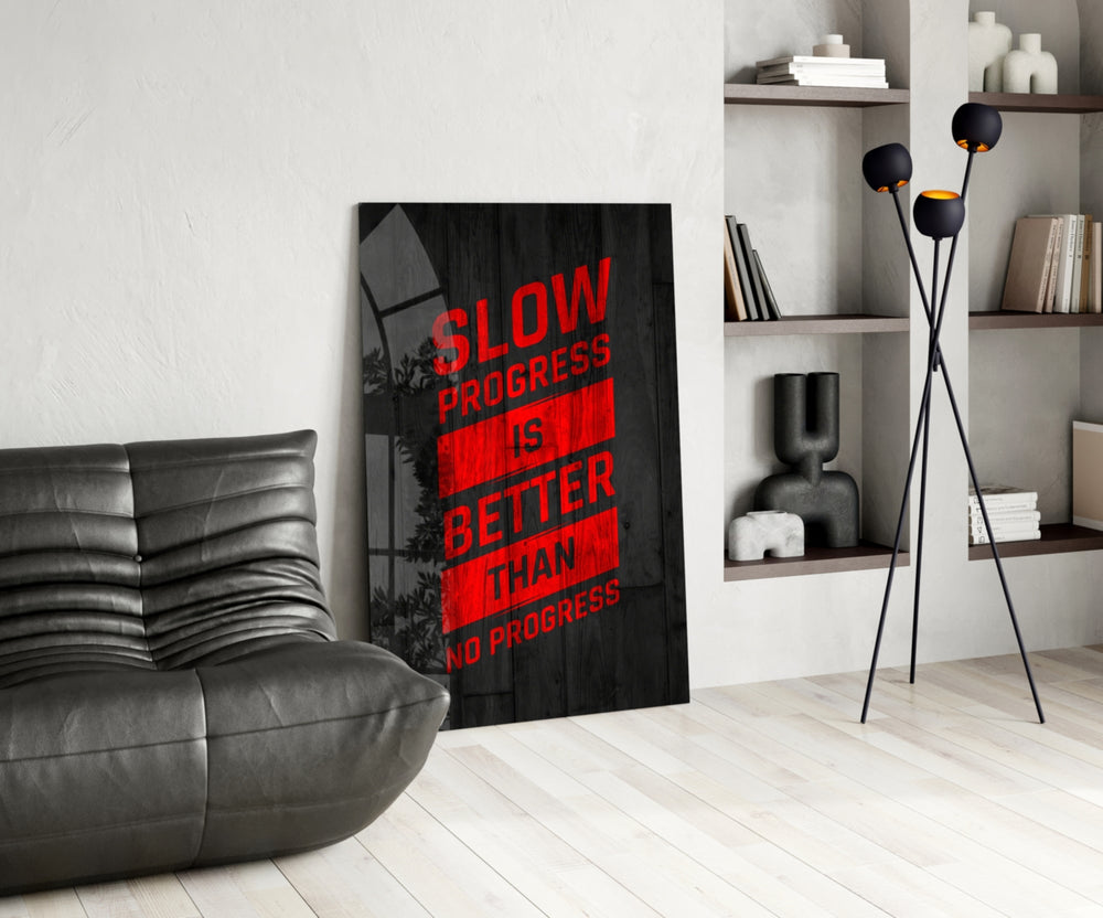 Motivational glass print bringing hustle edge to a home gym