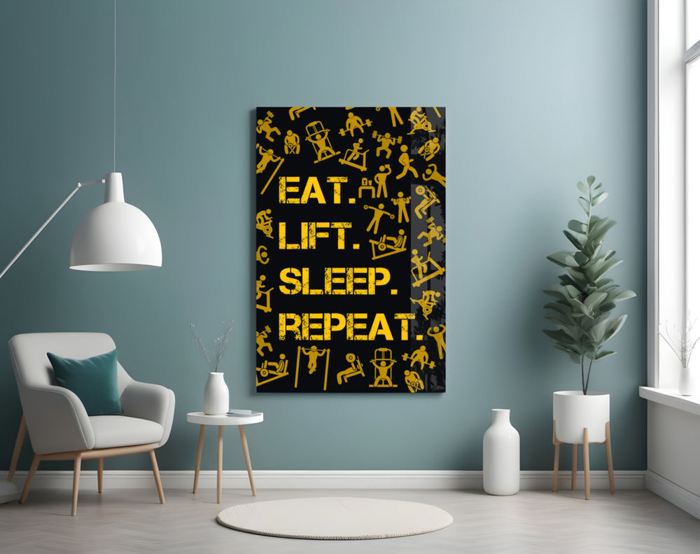 Eat, Lift, Sleep artwork styled in a creative loft interior