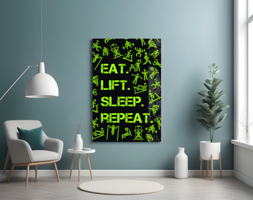 Eat, Lift, Sleep artwork styled in a creative loft interior