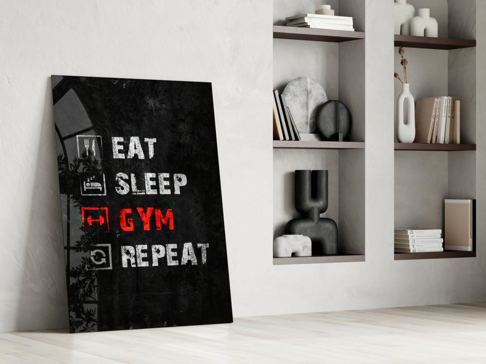 Gym panel against a moody dark-painted accent wall