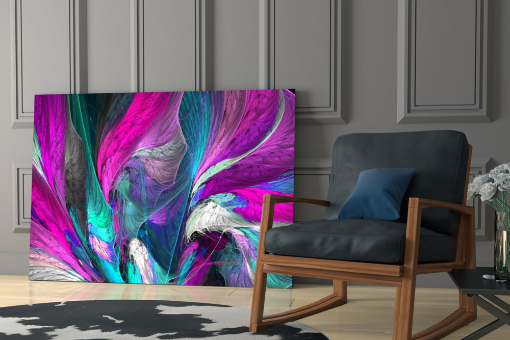 Abstract yatay panel against an ivory-painted accent wall