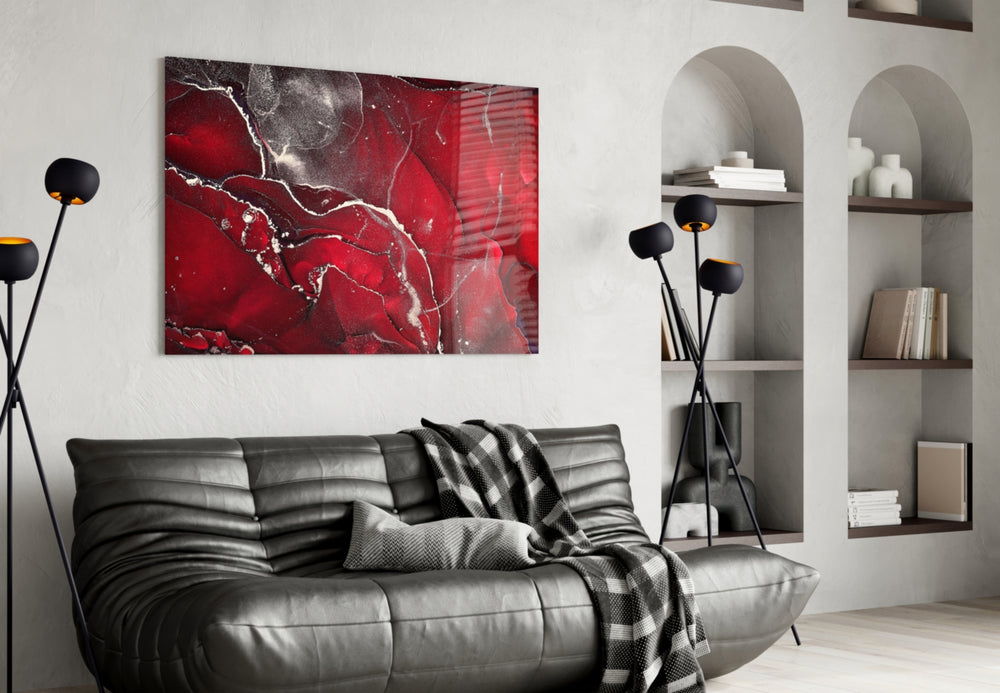 Red Marbellous artwork styled in a master bedroom interior