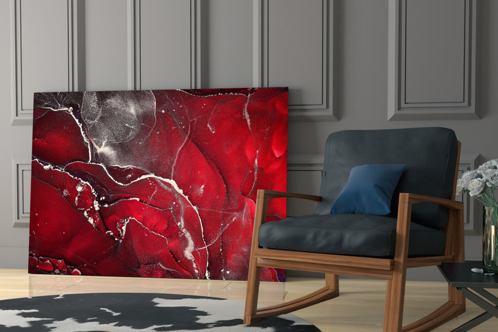 Abstract yatay panel against a moody dark-painted accent wall