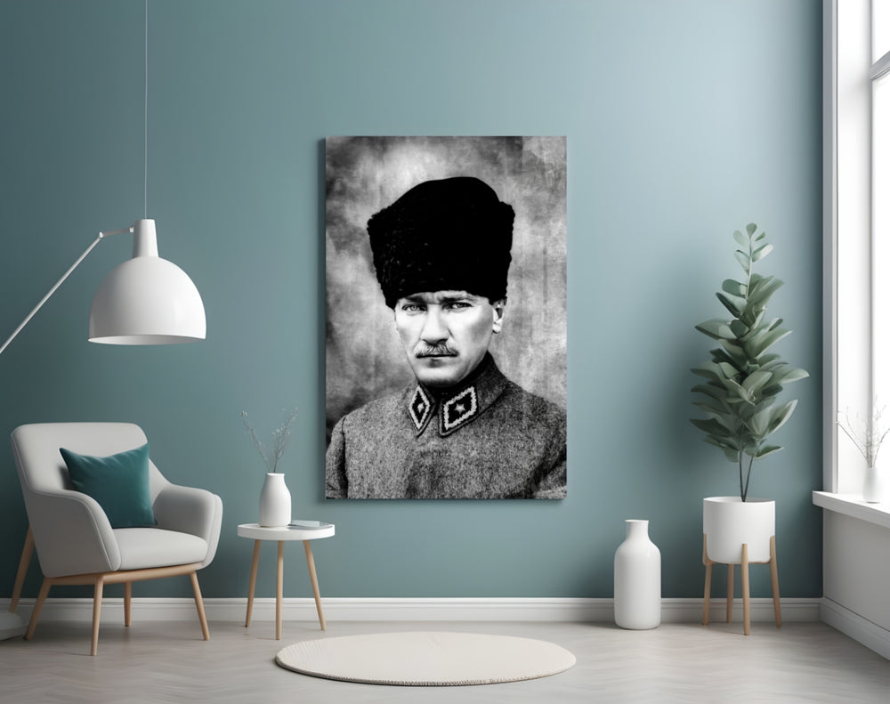 Atatürk artwork styled in a designer office interior
