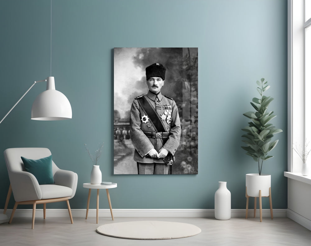 Atatürk artwork styled in a designer office interior