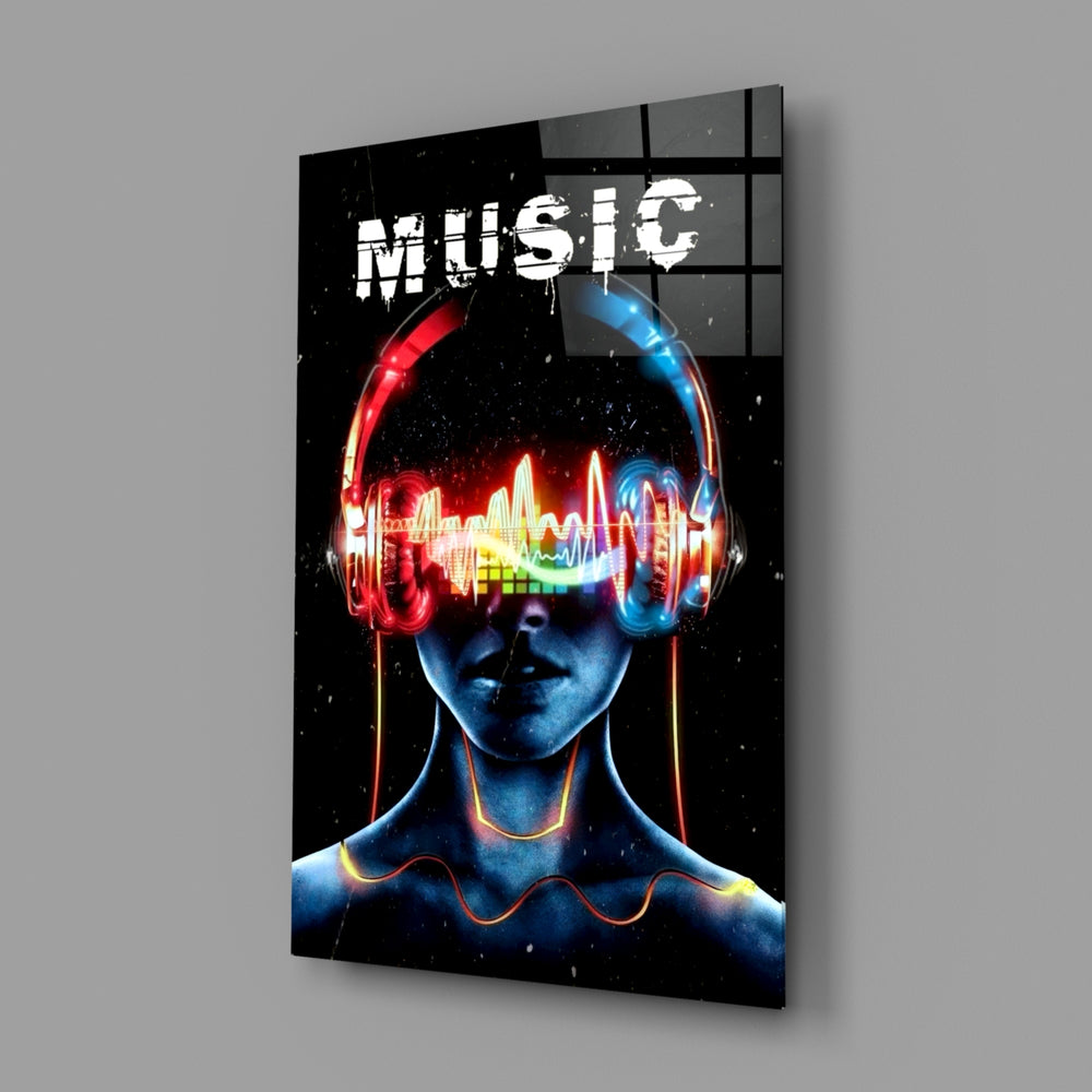 Music portrait panel anchoring a creative loft wall