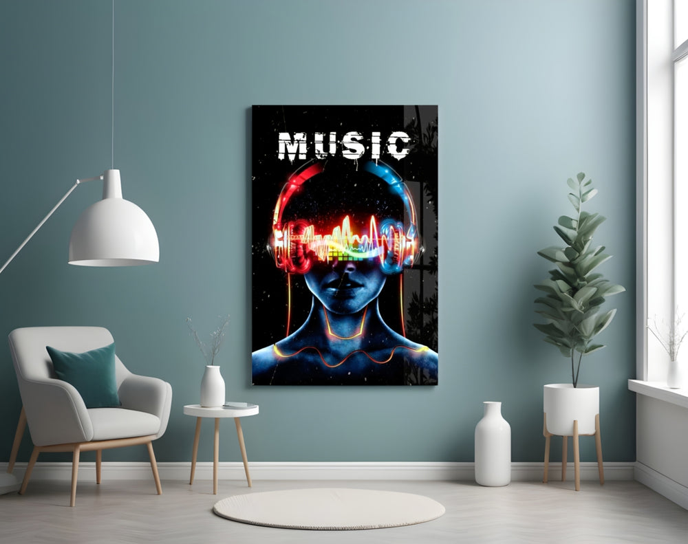 Music artwork styled in a teen's bedroom interior