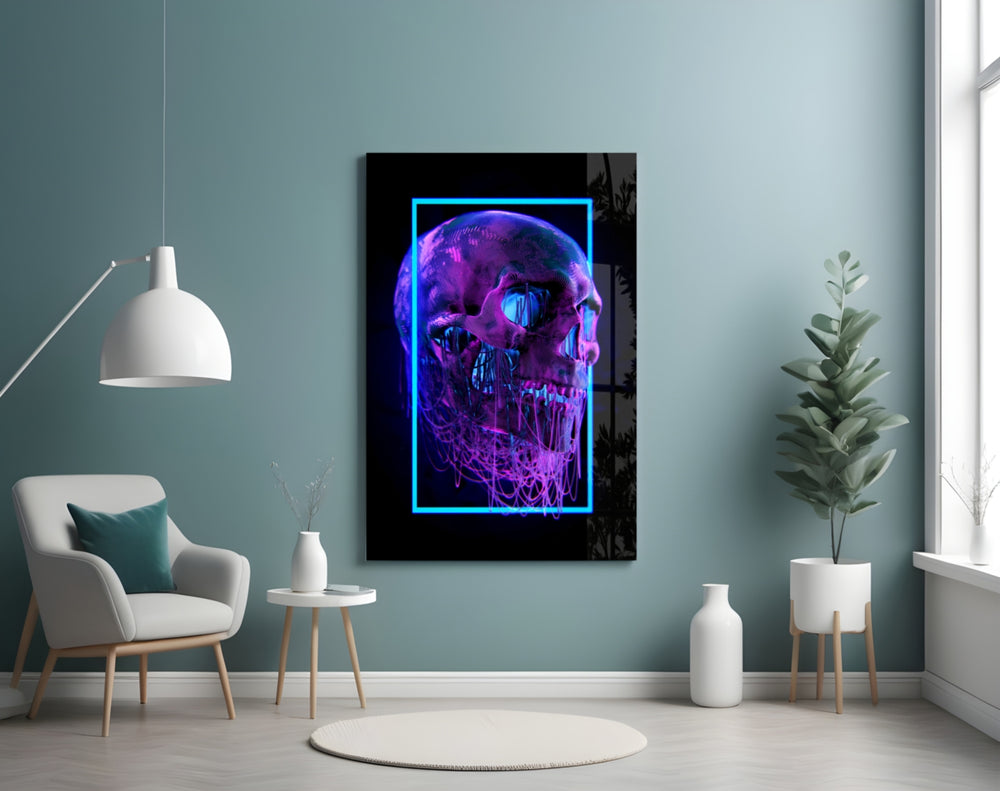 Skull artwork styled in a teen's bedroom interior