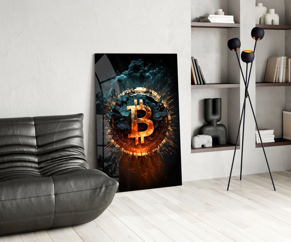 Crypto glass print bringing hustle edge to a man cave