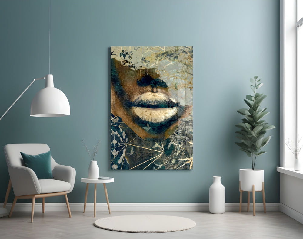 Lips artwork styled in a designer office interior