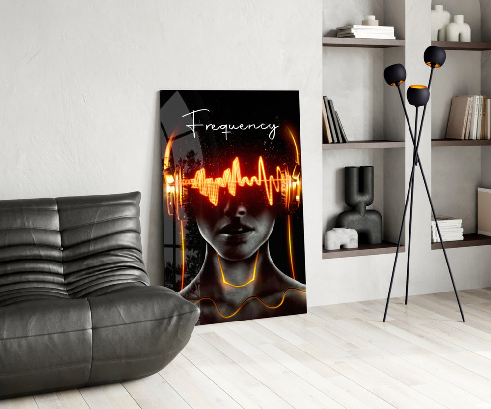Music glass print bringing neon edge to a high-end bar