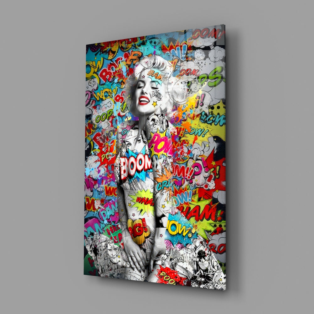 Pop-graffiti panel anchoring a teen's bedroom wall