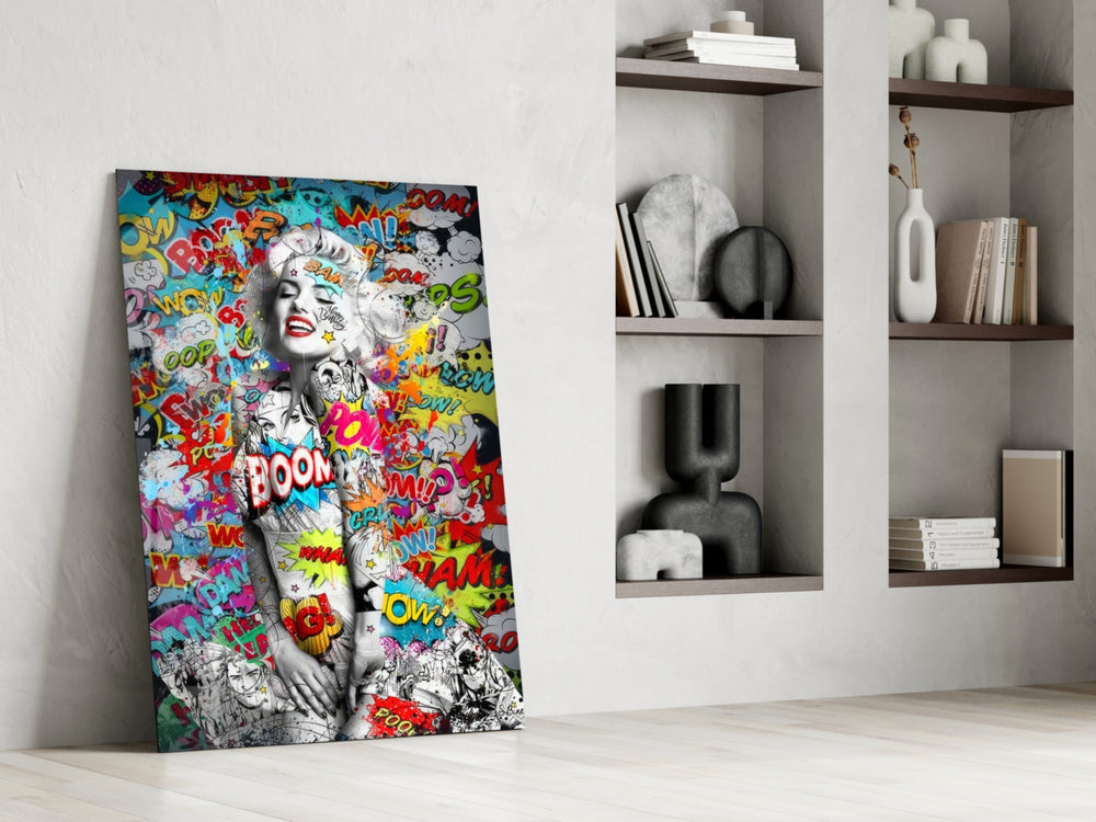 Pop-graffiti panel against an ivory-painted accent wall