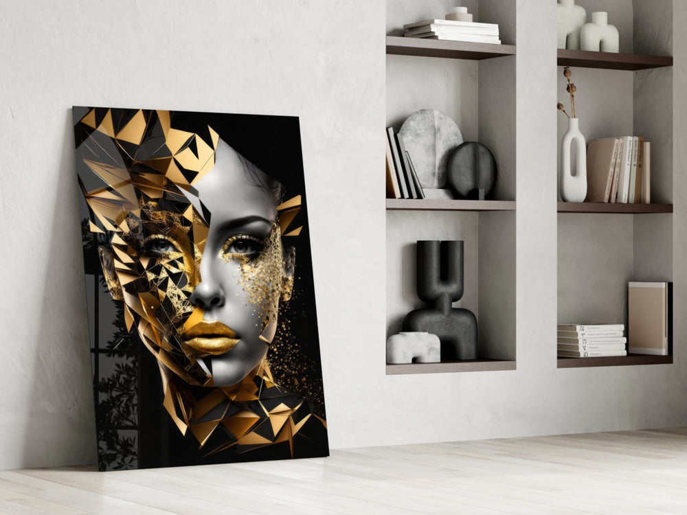 Polygon panel against a moody dark-painted accent wall