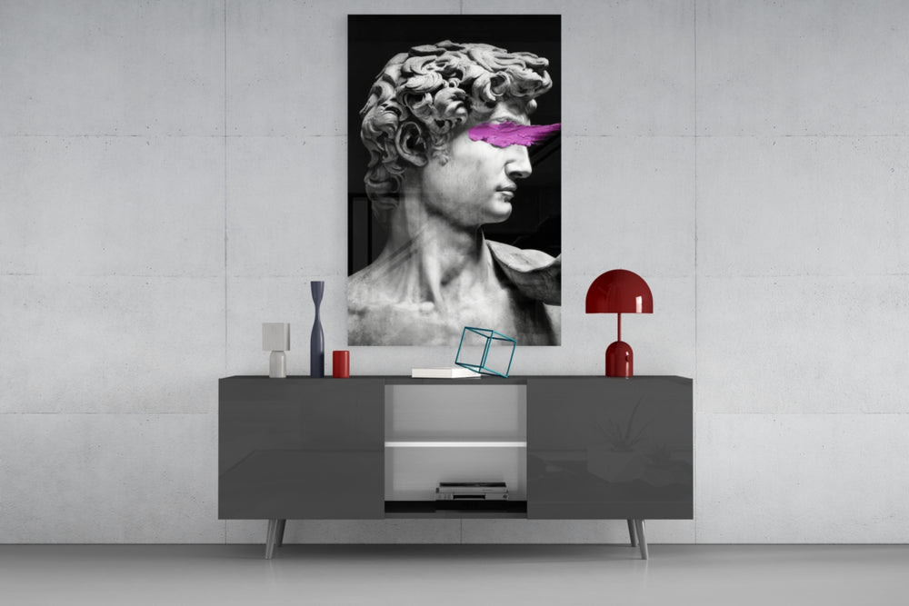 Art Guilt glass wall art catching light to reveal its painted marble