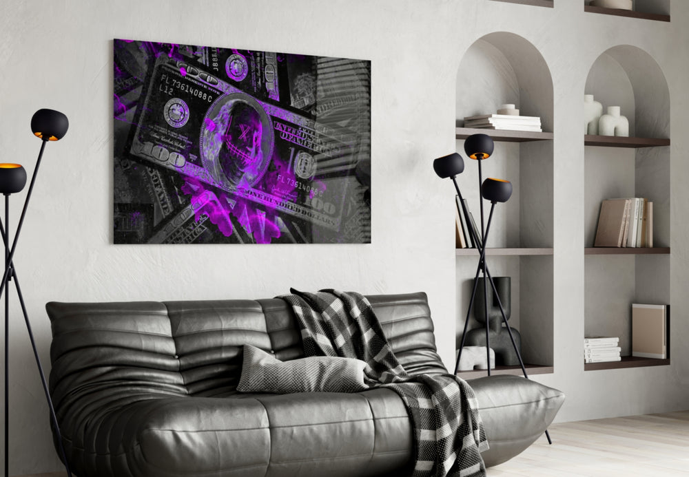 Dollars artwork styled in a man cave interior