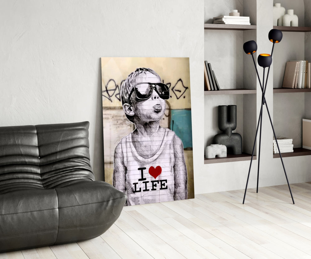 Graffiti glass print bringing pop edge to a bistro