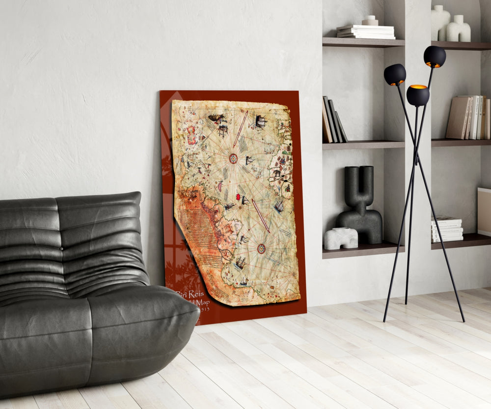 Cartography glass print bringing heritage edge to a creative loft