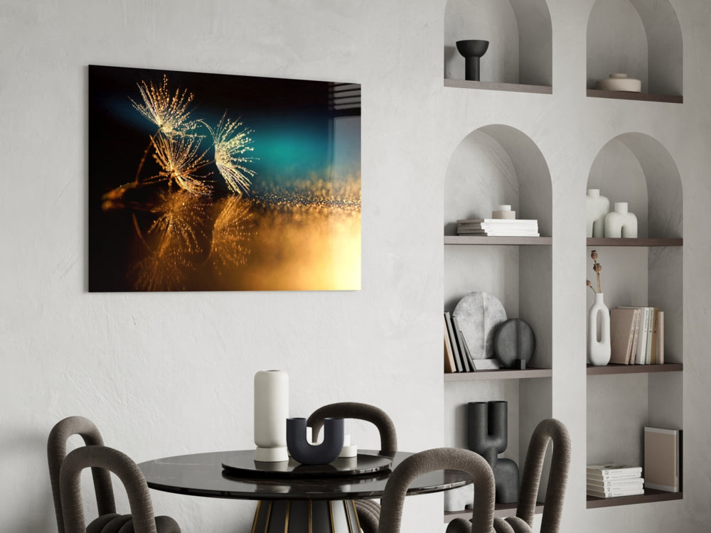 Macro glass print bringing nature edge to a meditation room