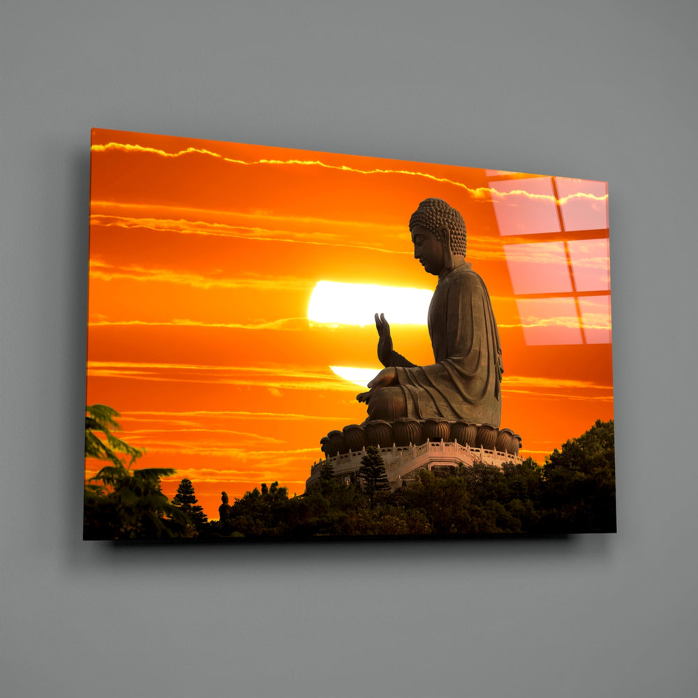 Sacred art panel anchoring a yoga studio wall