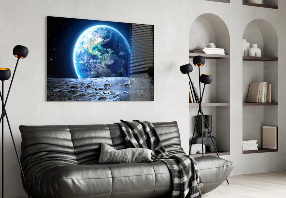 Earth artwork styled in a study interior