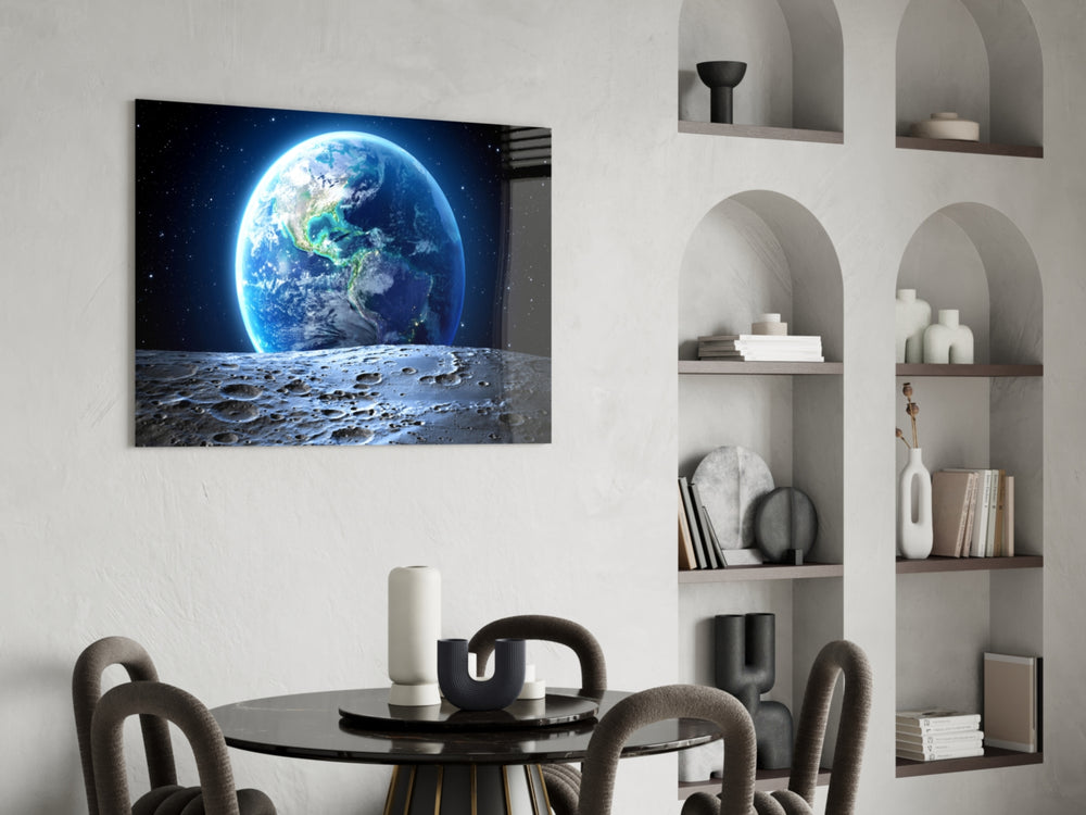Astronomy glass print bringing space edge to a designer office