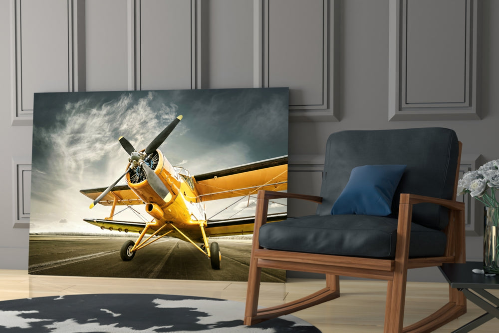 Aviation yatay panel against a slate-blue painted accent wall