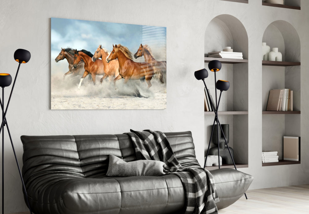 Horses artwork styled in a study interior