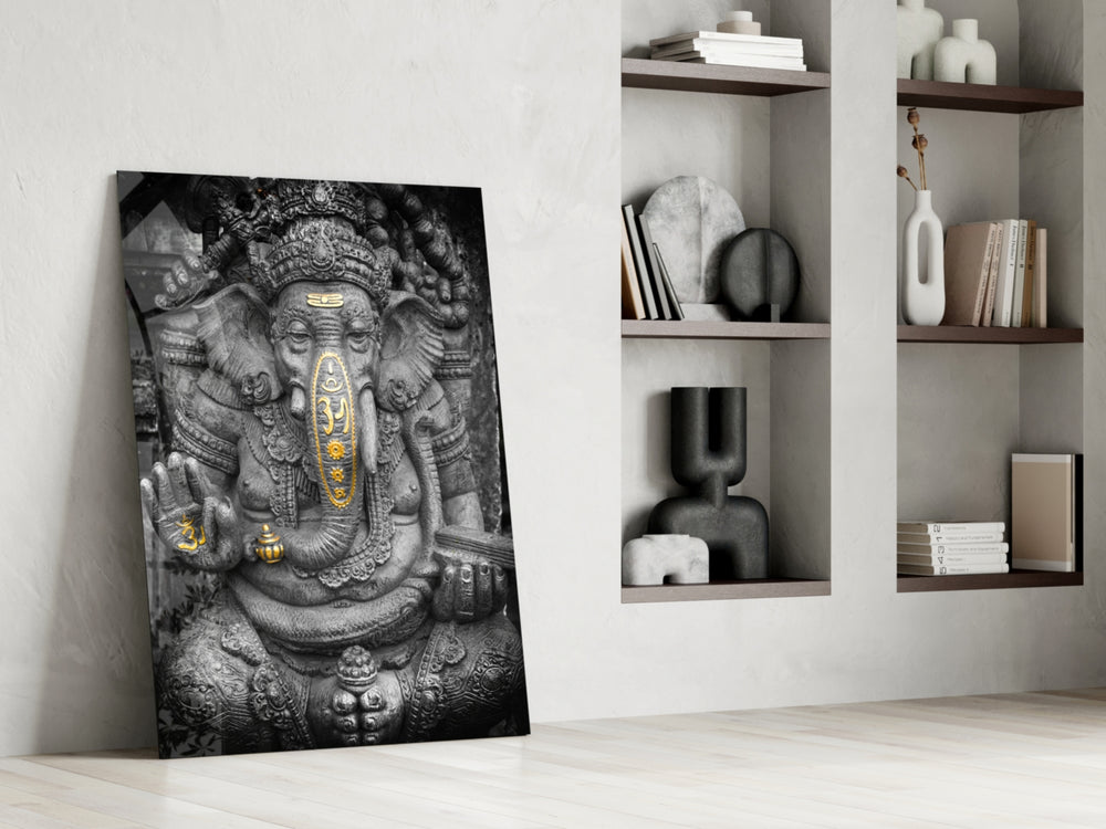 Sacred panel against a moody dark-painted accent wall