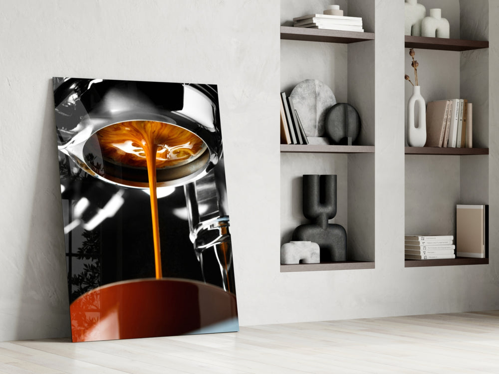 Coffee panel against a moody dark-painted accent wall