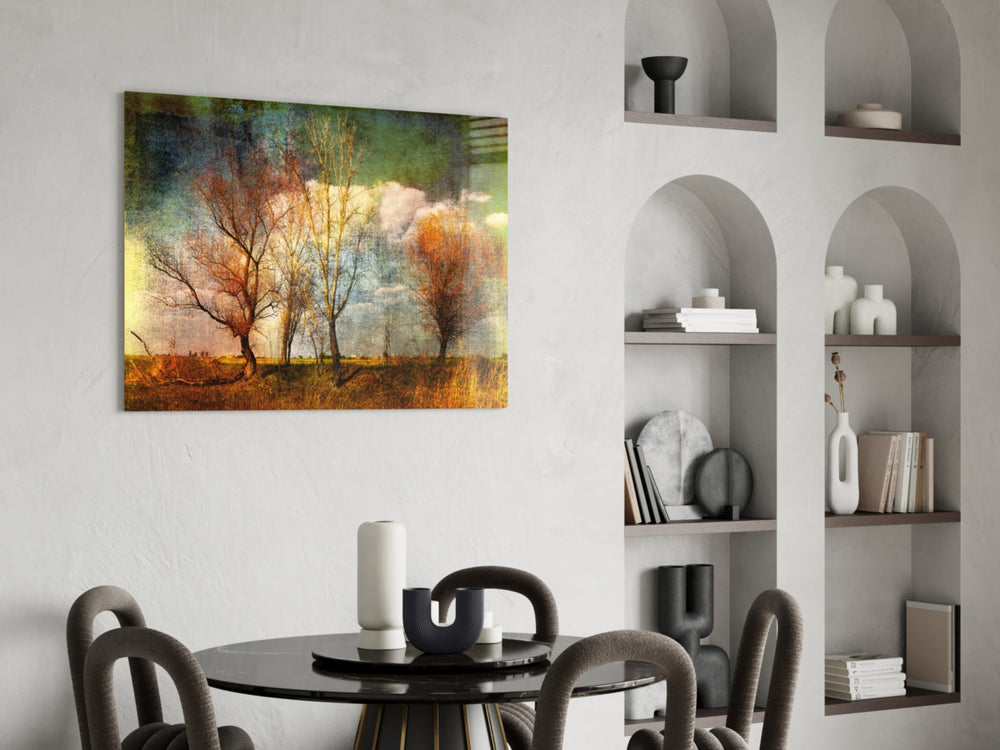 Landscape glass print bringing country edge to a hospitality interior