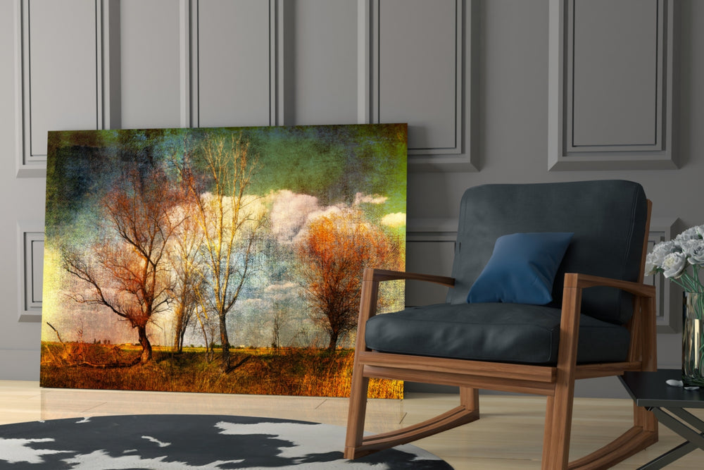 Landscape yatay panel against a warm-cream painted accent wall