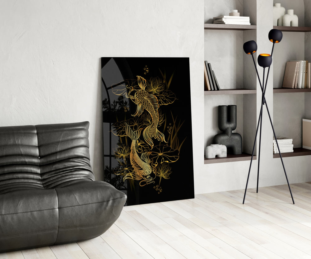 Eastern glass print bringing feng-shui edge to a study